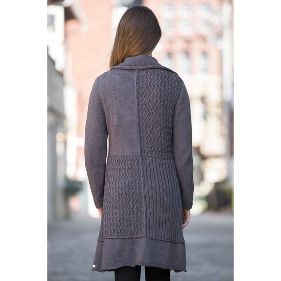 Pure Handknit Cardigan Sweater Patchwork Cotton Stretch Button Front Size M/L - Picture 5 of 15